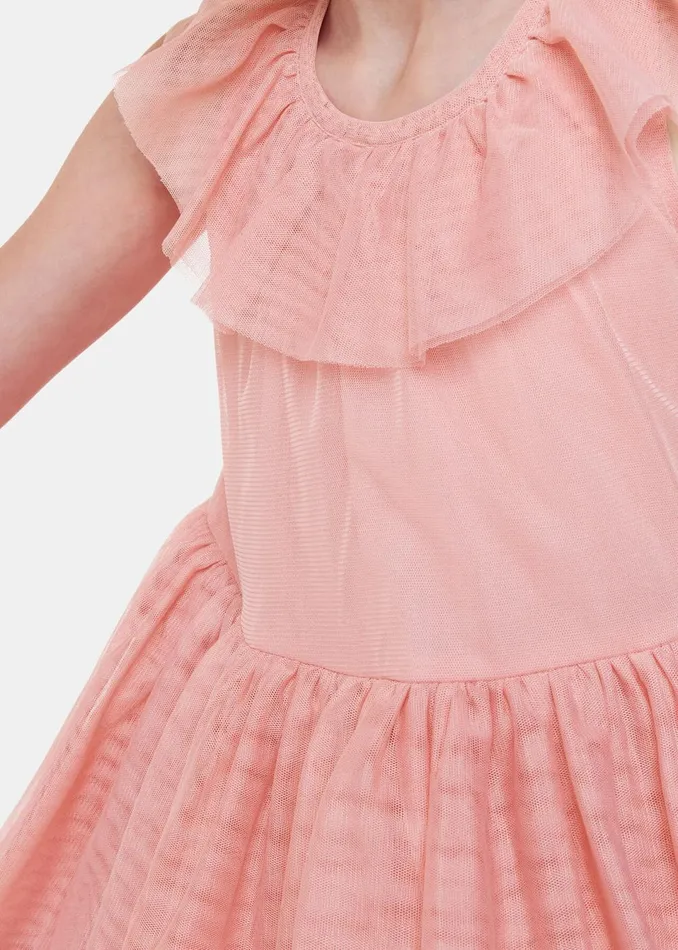 Kids Dresses and Jumpsuits Whistles Dusty Pink Tilda Tulle Frill Sleeve Dress