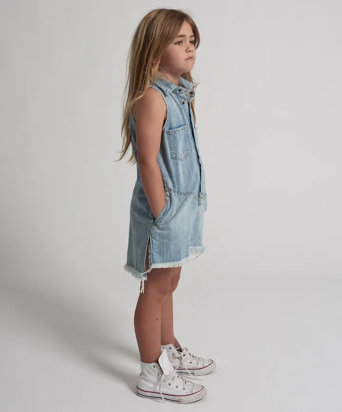 KIDS MINI BRAXTON DRESS BLUE WomenKids One Teaspoon Denim Dresses KIDS MINI BRAXTON DRESS BLUE WomenKids One Teaspoon Denim Dresses