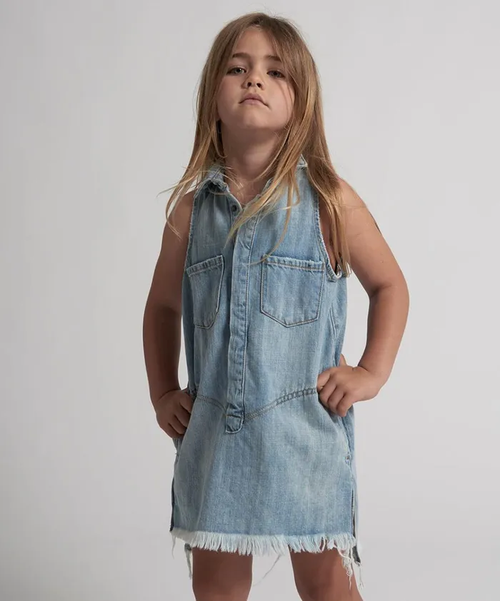 KIDS MINI BRAXTON DRESS BLUE WomenKids One Teaspoon Denim Dresses KIDS MINI BRAXTON DRESS BLUE WomenKids One Teaspoon Denim Dresses