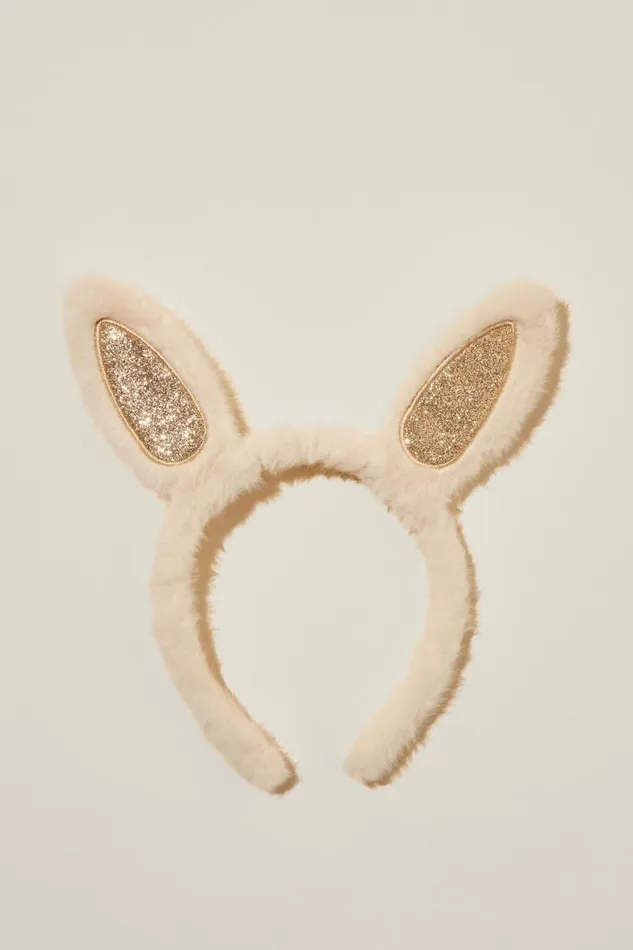 Kids Novelty Headband Ecruglittery Bunny Ears Girls Cotton On Hair Accessories