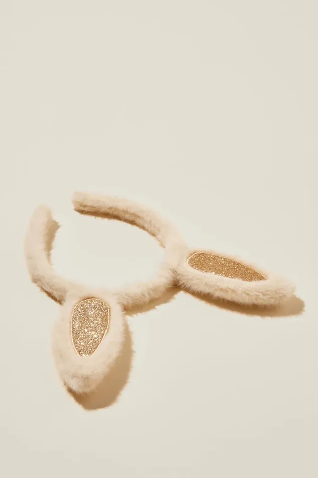 Kids Novelty Headband Ecruglittery Bunny Ears Girls Cotton On Hair Accessories Kids Novelty Headband Ecruglittery Bunny Ears Girls Cotton On Hair Accessories