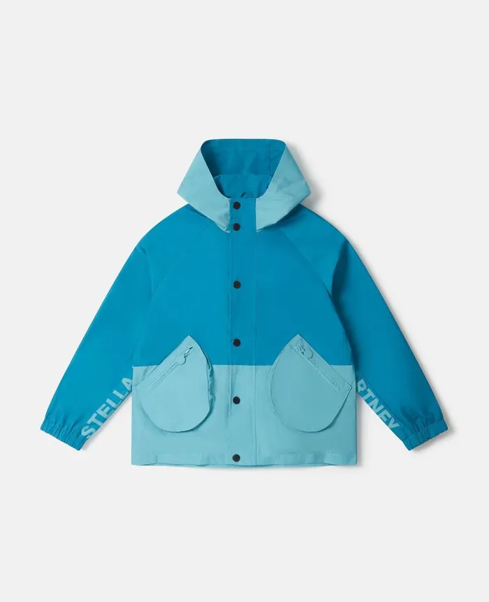 Kids Outerwear Stella McCartney Colourblock Hooded Parka Jacket Blue