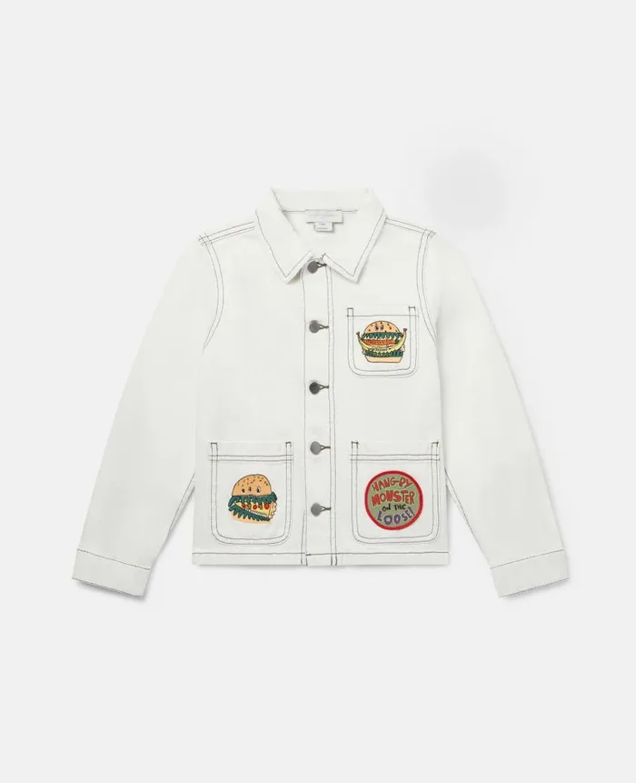 Kids Outerwear Stella McCartney Silly Sandwich Denim Jacket White
