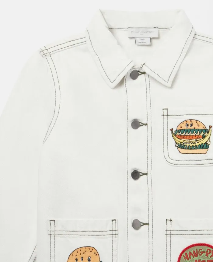 Kids Outerwear Stella McCartney Silly Sandwich Denim Jacket White