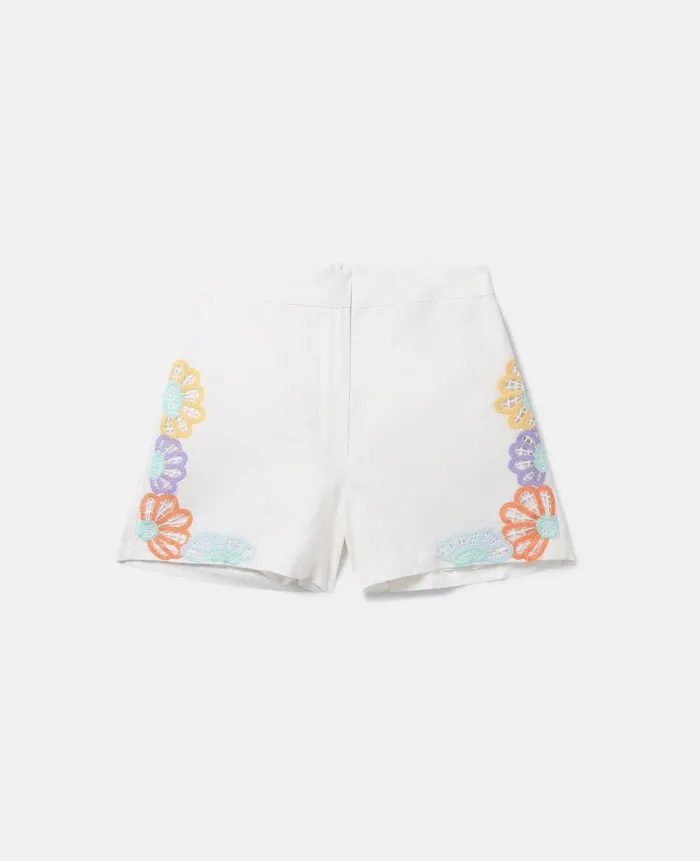 Kids Pants and Shorts Stella McCartney Floral Broderie Anglaise Shorts Ivory