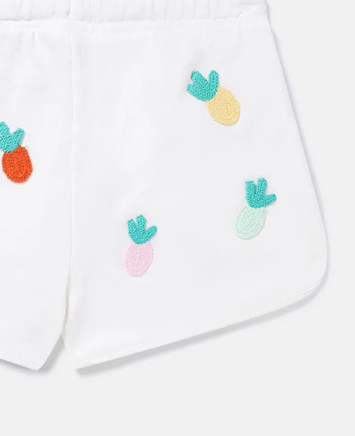 Kids Pants and Shorts Stella McCartney Fruit Crochet Jersey Shorts Ivory