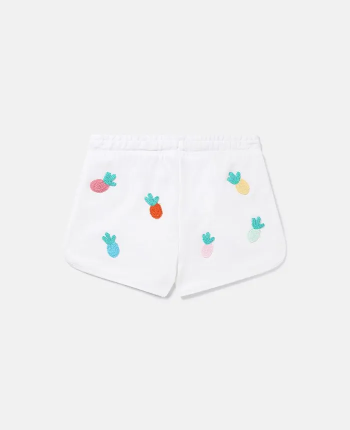 Kids Pants and Shorts Stella McCartney Fruit Crochet Jersey Shorts Ivory