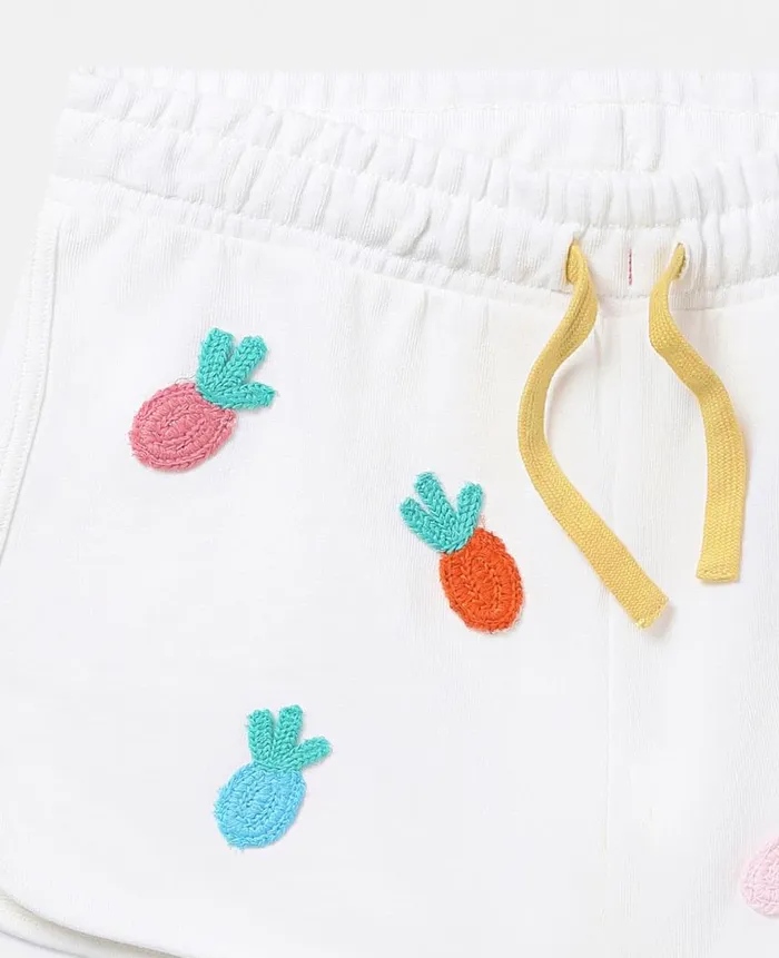 Kids Pants and Shorts Stella McCartney Fruit Crochet Jersey Shorts Ivory