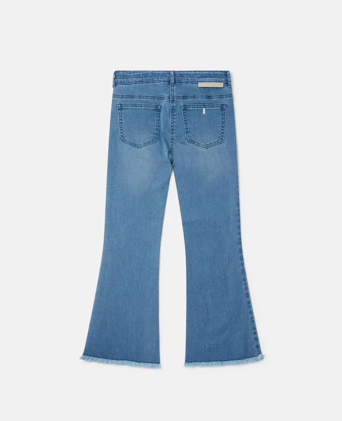 Kids Pants and Shorts Stella McCartney Mid Wash Frayed Hem Flared Jeans Blue
