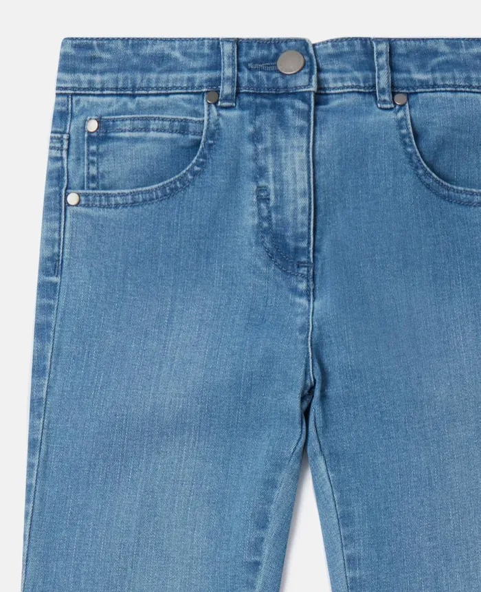 Kids Pants and Shorts Stella McCartney Mid Wash Frayed Hem Flared Jeans Blue