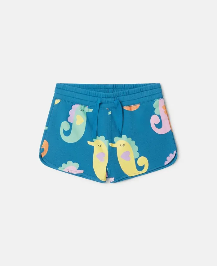 Kids Pants and Shorts Stella McCartney Seahorse Print Shorts Blue