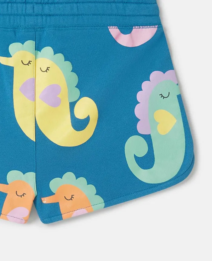 Kids Pants and Shorts Stella McCartney Seahorse Print Shorts Blue