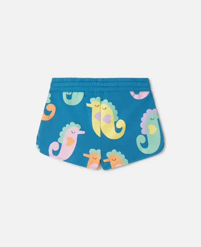 Kids Pants and Shorts Stella McCartney Seahorse Print Shorts Blue