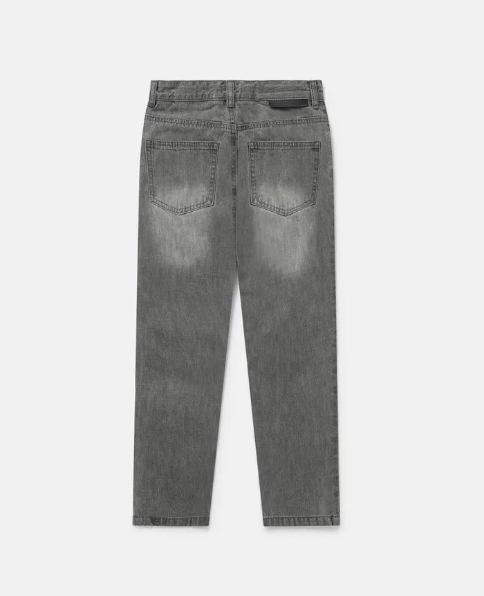 Kids Pants and Shorts Stella McCartney Shark Face Ripped Skinny Jeans Grey