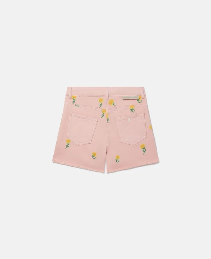 Kids Pants and Shorts Stella McCartney Sunflower Print Denim Shorts Pink