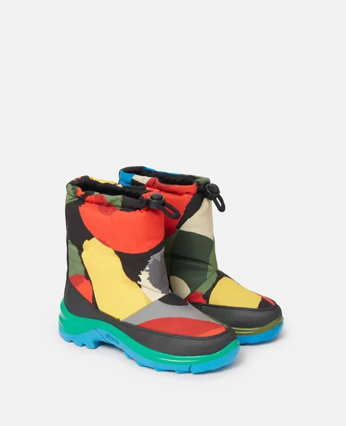 Kids Shoes And Accessories Stella McCartney Logo Tape Smudge Print Padded Wellies Multicolour