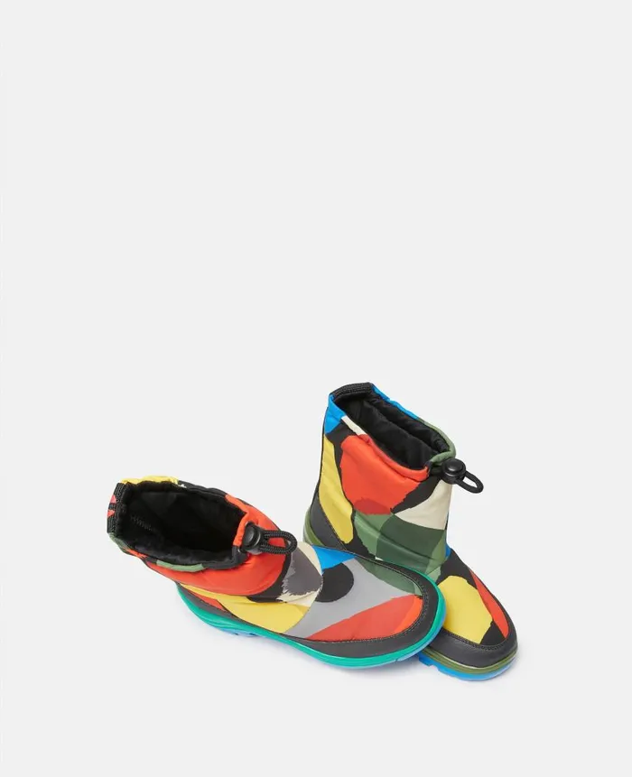 Kids Shoes And Accessories Stella McCartney Logo Tape Smudge Print Padded Wellies Multicolour