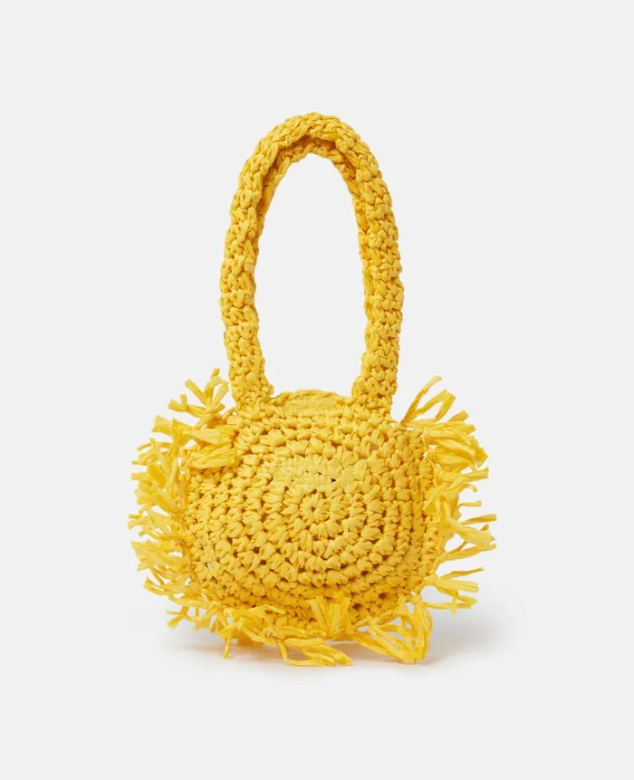 Kids Shoes And Bags Stella McCartney Sunshine Fringed Basket Bag Yellow