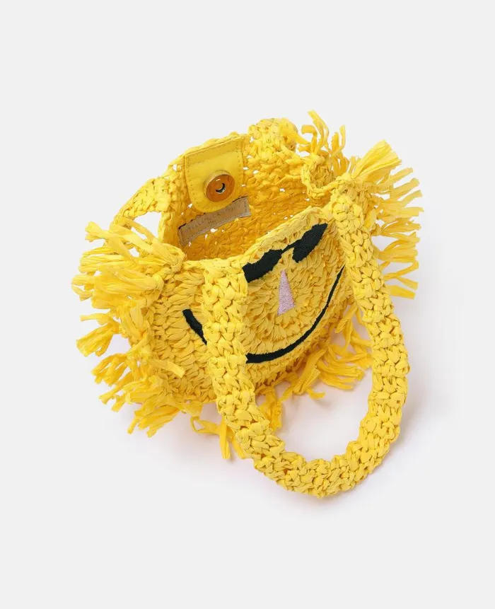 Kids Shoes And Bags Stella McCartney Sunshine Fringed Basket Bag Yellow