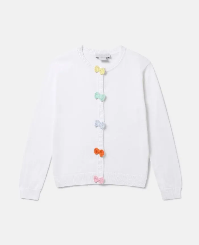 Kids Sweaters and Cardigans Stella McCartney Bow Crochet Appliqu Cardigan Ivory