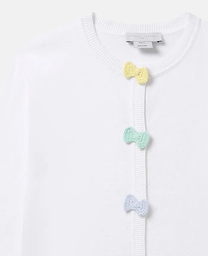 Kids Sweaters and Cardigans Stella McCartney Bow Crochet Appliqu Cardigan Ivory