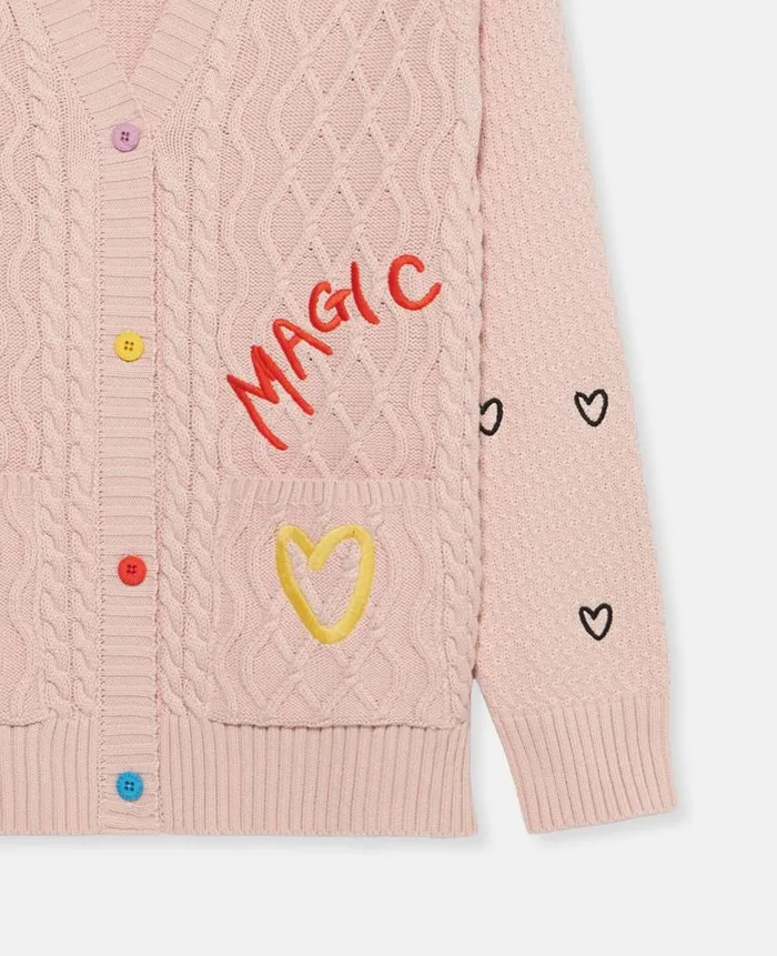 Kids Sweaters and Cardigans Stella McCartney Doodle Embroidery Cardigan Pink