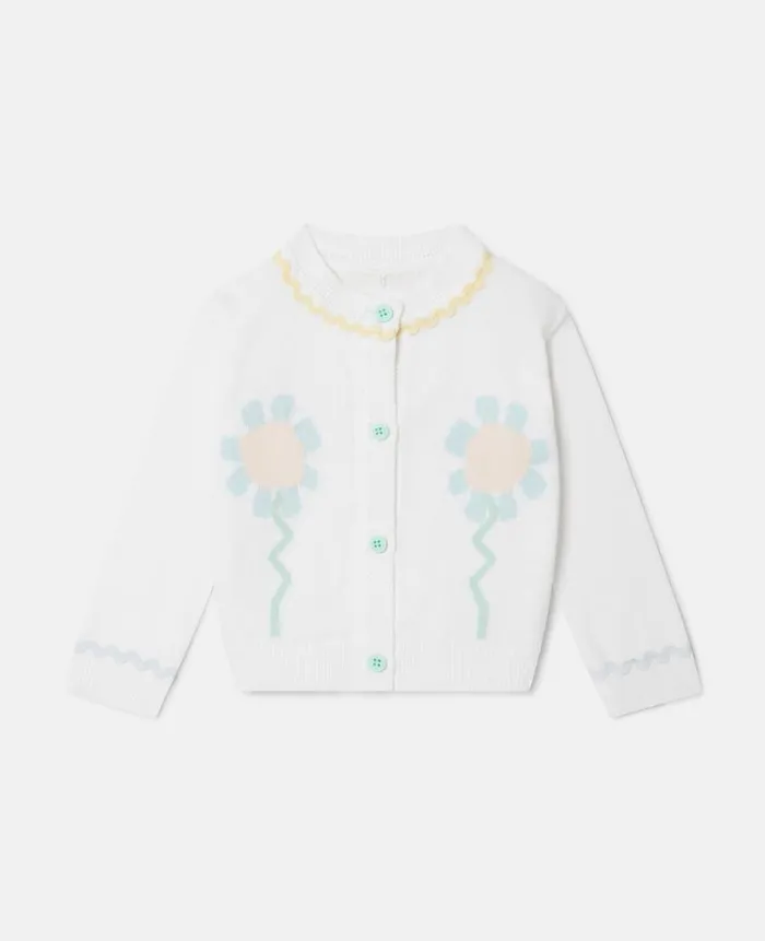 Kids Sweaters and Cardigans Stella McCartney Graphic Flower Cardigan Ivory