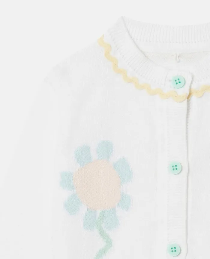 Kids Sweaters and Cardigans Stella McCartney Graphic Flower Cardigan Ivory