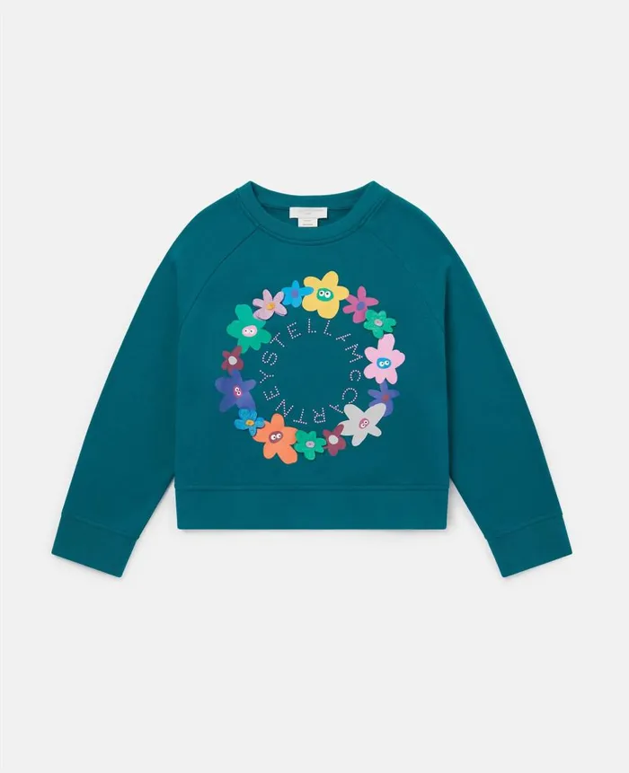 Kids Sweaters and Cardigans Stella McCartney Logo Flower Garland Sweatshirt Blue Kids Sweaters and Cardigans Stella McCartney Logo Flower Garland Sweatshirt Blue