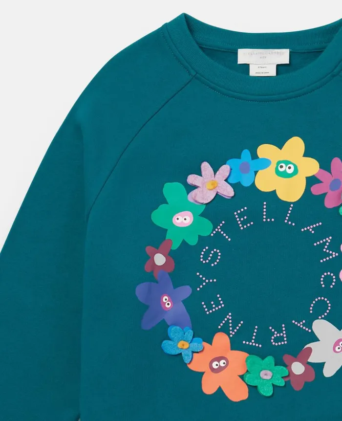 Kids Sweaters and Cardigans Stella McCartney Logo Flower Garland Sweatshirt Blue