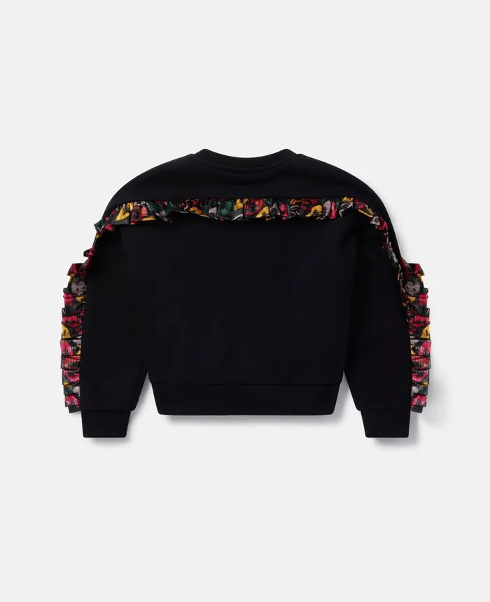 Kids Sweaters and Cardigans Stella McCartney Smudged Heart Print Fringed Sweatshirt Black