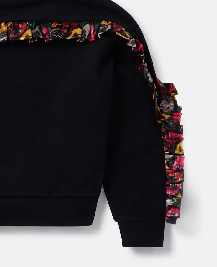 Kids Sweaters and Cardigans Stella McCartney Smudged Heart Print Fringed Sweatshirt Black