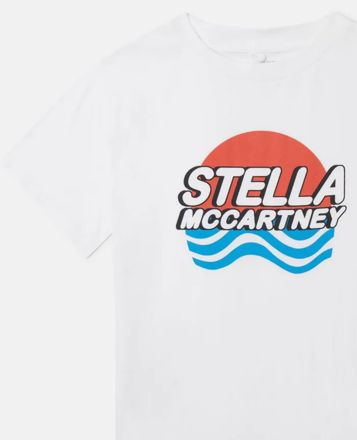 Kids TShirts And Sweatshirt Stella McCartney Logo Waves Print TShirt White