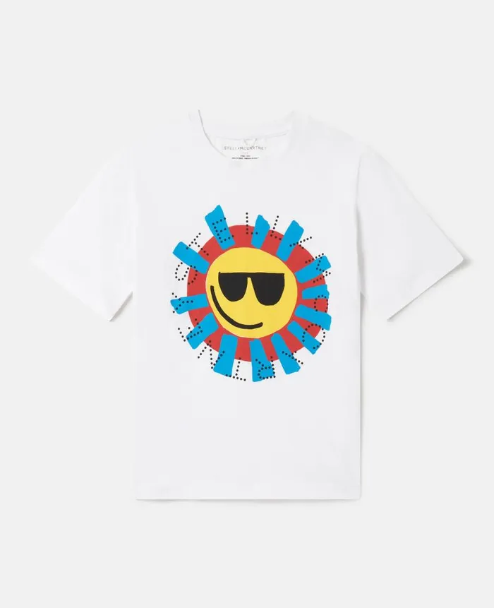 Kids TShirts And Sweatshirt Stella McCartney Sunshine Face TShirt White