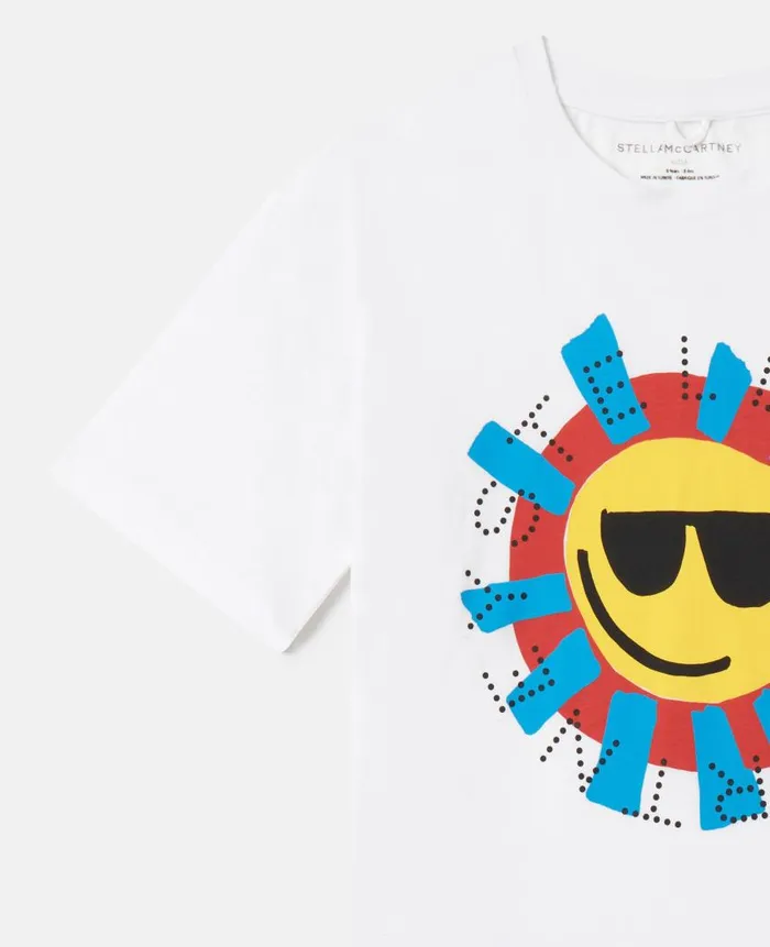 Kids TShirts And Sweatshirt Stella McCartney Sunshine Face TShirt White