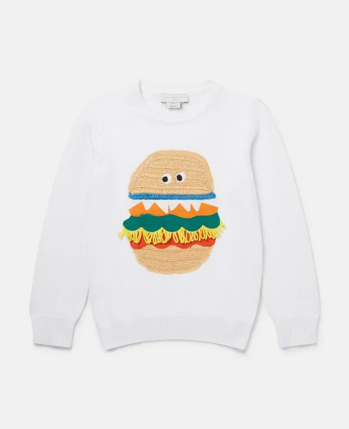 Kids TShirts And Sweatshirt Stella McCartney Veggie Burger Intarsia Knit Jumper Ivory