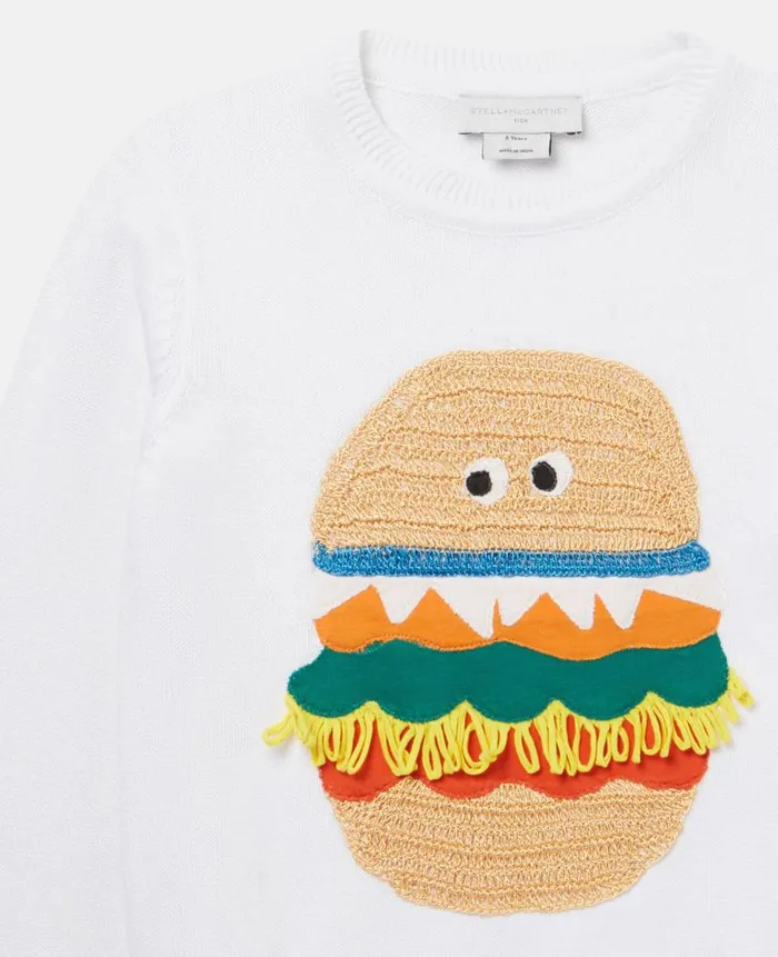 Kids TShirts And Sweatshirt Stella McCartney Veggie Burger Intarsia Knit Jumper Ivory