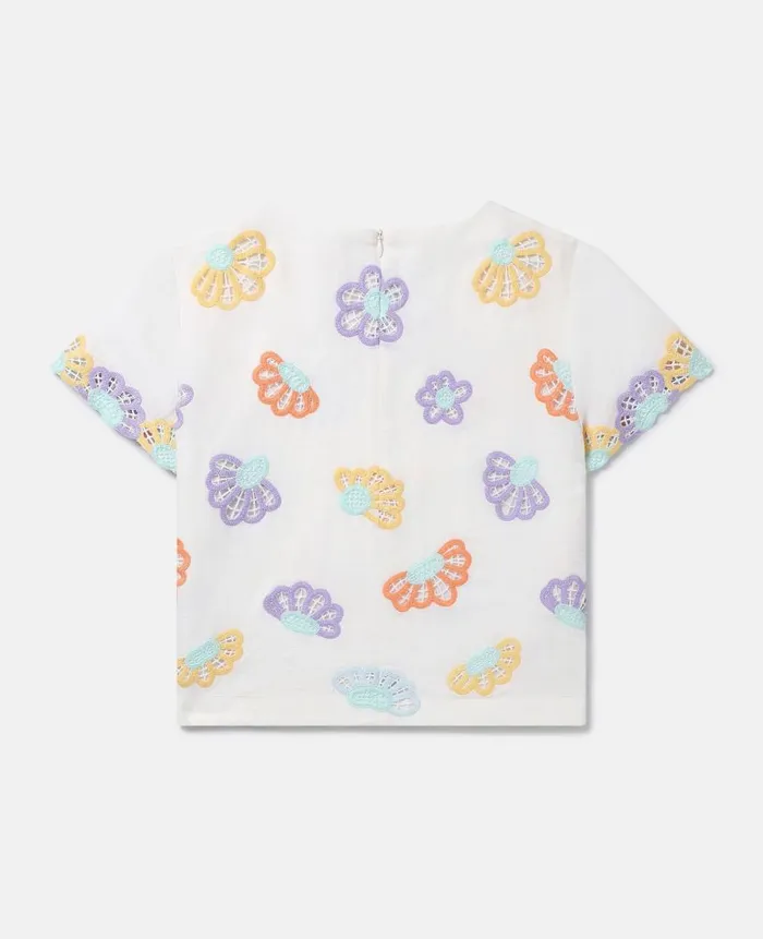 Kids TShirts And Tops Stella McCartney Floral Broderie Anglaise TShirt Ivory