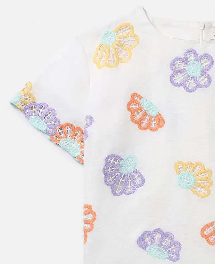 Kids TShirts And Tops Stella McCartney Floral Broderie Anglaise TShirt Ivory