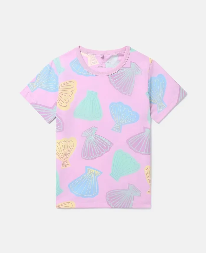 Kids TShirts And Tops Stella McCartney Seashell Print TShirt Pink