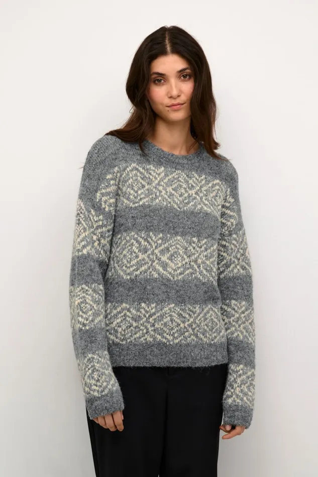 Knitwear and Cardigans Women CULTURE CUIona Pullover Steel Gray Melange