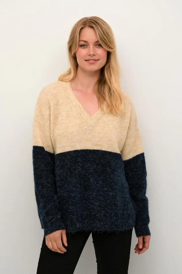 Knitwear and Cardigans Women CULTURE CUkimmy Pullover Oyster Dress Blues Melange Knitwear and Cardigans Women CULTURE CUkimmy Pullover Oyster Dress Blues Melange