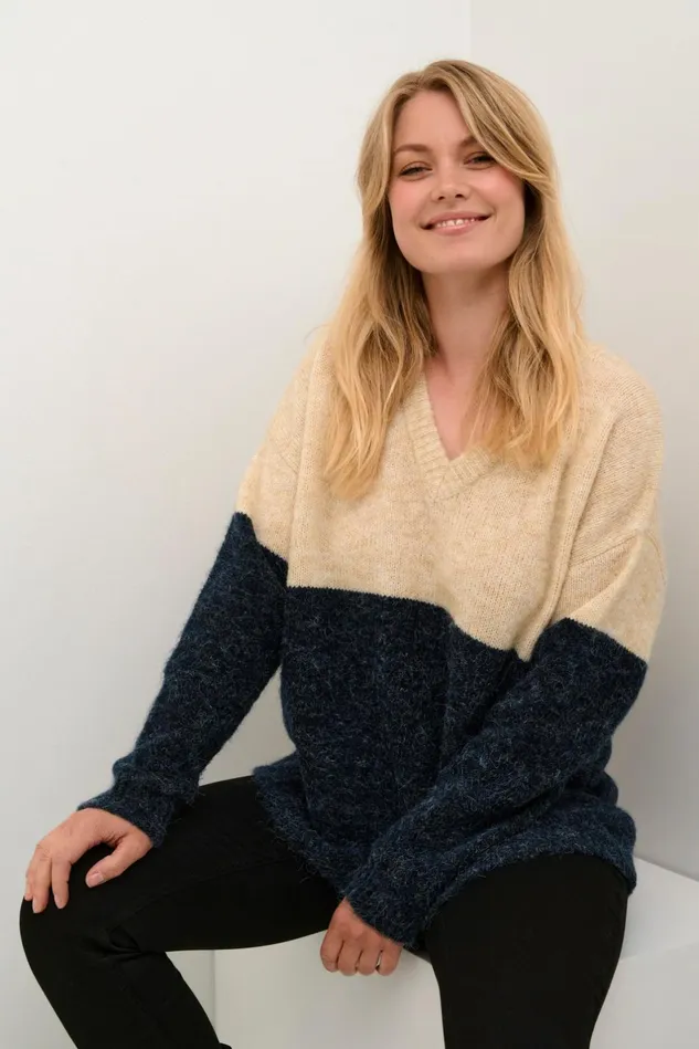 Knitwear and Cardigans Women CULTURE CUkimmy Pullover Oyster Dress Blues Melange