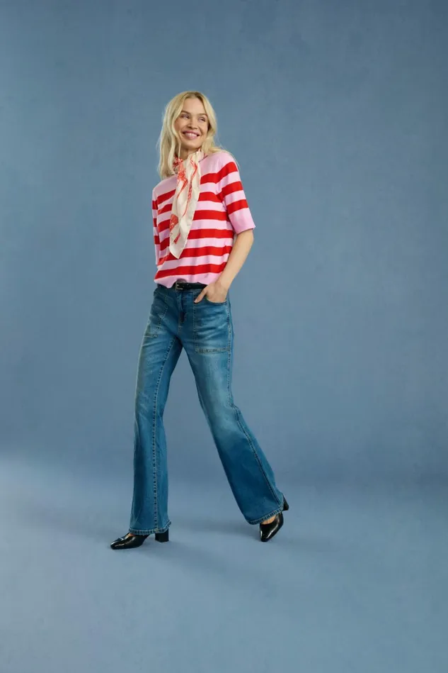 Knitwear and Cardigans Women CULTURE CUsabi Cardigan Pinkred Stripe