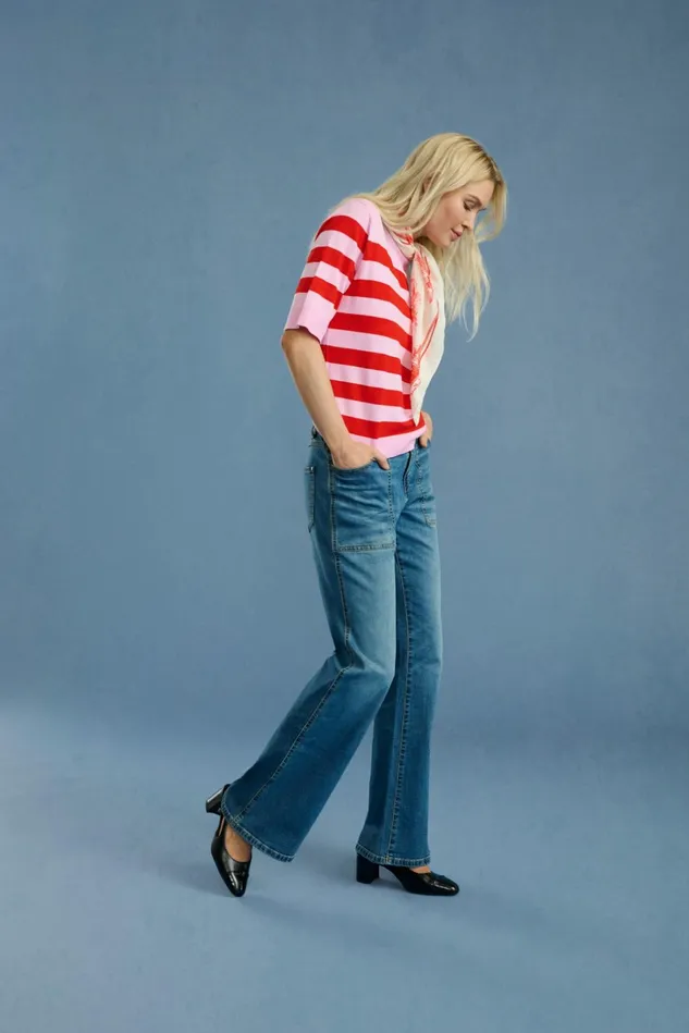Knitwear and Cardigans Women CULTURE CUsabi Cardigan Pinkred Stripe