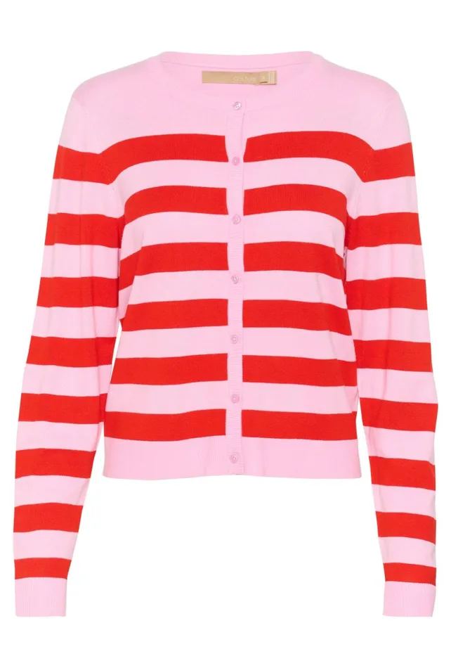 Knitwear and Cardigans Women CULTURE CUsabi Cardigan Pinkred Stripe