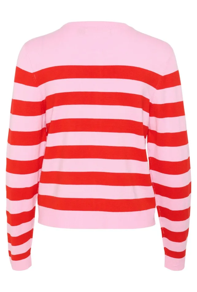 Knitwear and Cardigans Women CULTURE CUsabi Cardigan Pinkred Stripe