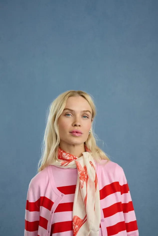 Knitwear and Cardigans Women CULTURE CUsabi Cardigan Pinkred Stripe
