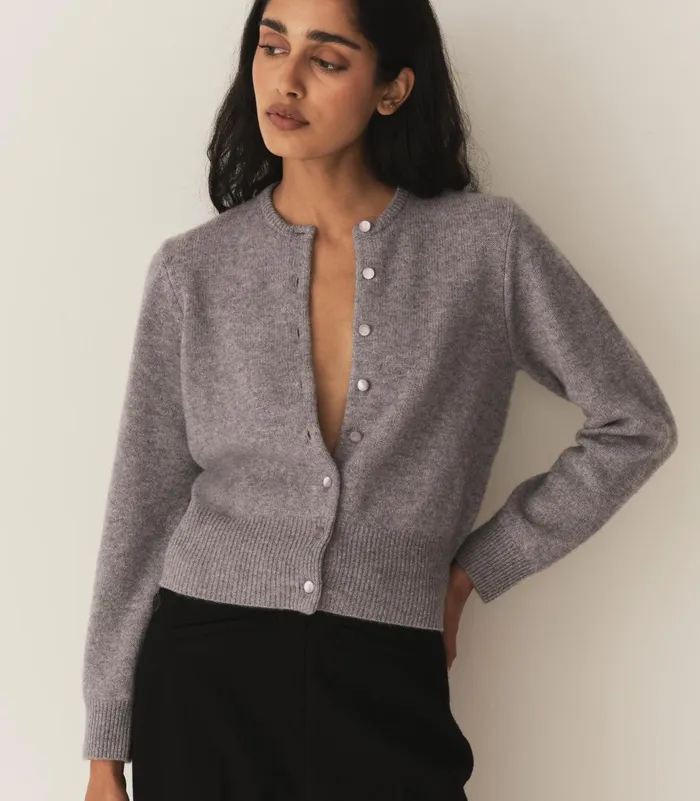 Knitwear Women DEN Fairchild Cashmere Cardigan Pebble Grey