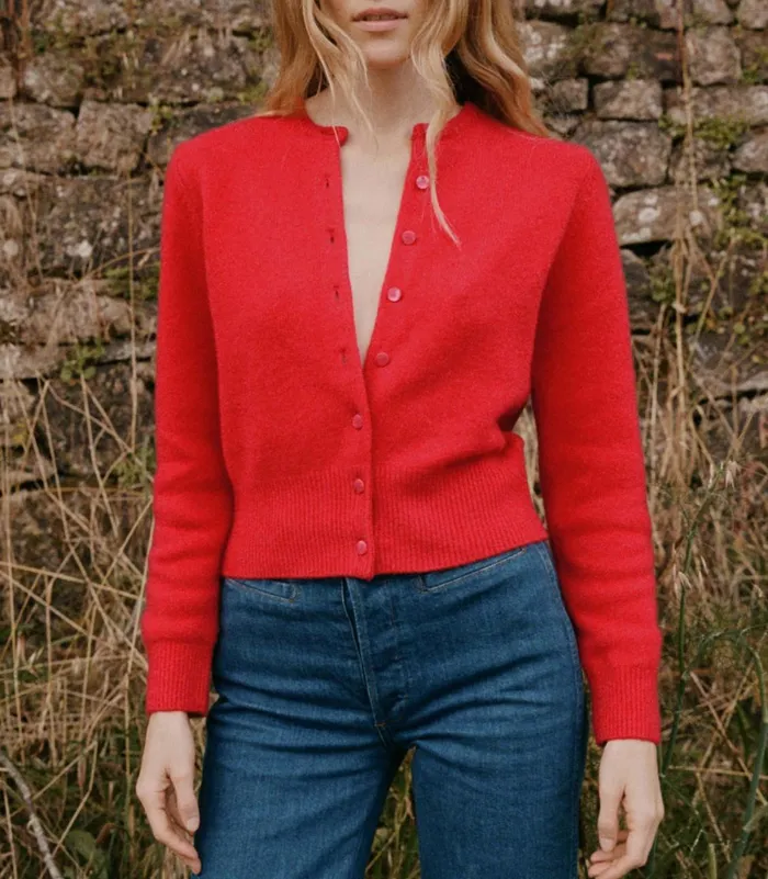 Knitwear Women DEN Fairchild Cashmere Cardigan Tomato Knitwear Women DEN Fairchild Cashmere Cardigan Tomato
